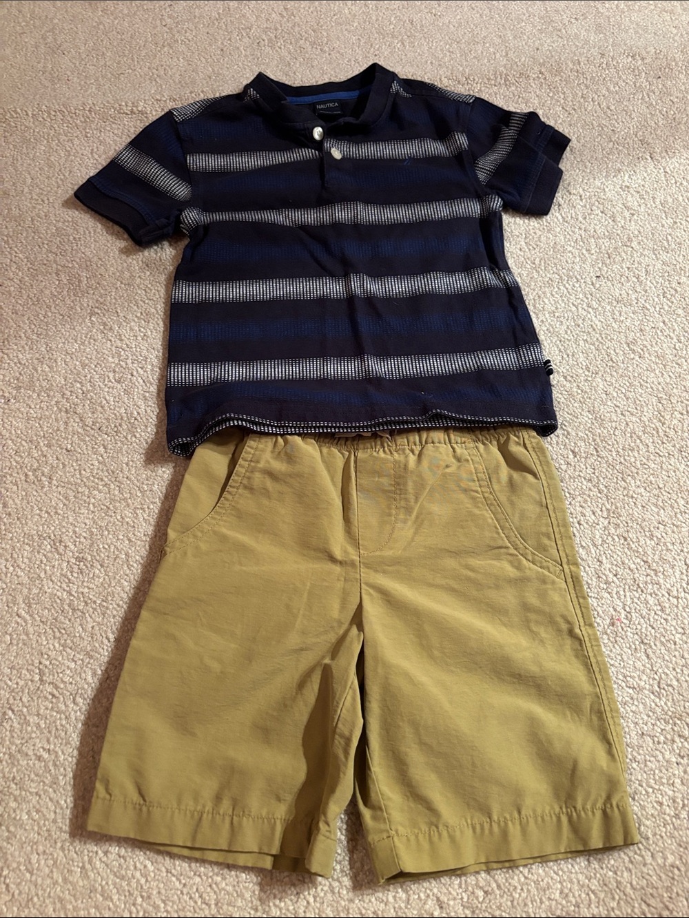 Nautica Navy & White Striped Short-Sleeve Henley